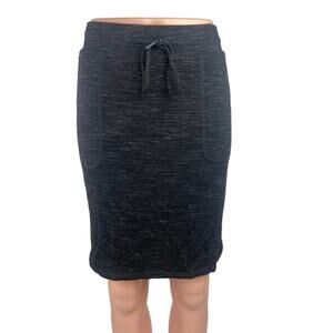 Hilary Radley Black Drawstring Elastic Waist Knit Pull On Mini Pencil Skirt Sz M